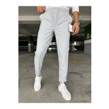 hello7 Erkek Açık Gri Esnek Likralı Beli Lastikli Bağcıklı Duble Paça Jogger Pantolon