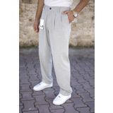 hello7 Erkek Baggy Bel Lastikli Çift Pileli Açık Gri Pantolon Yeni Sezon
