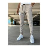 hello7 Erkek Bej Dar Kalıp Esnek Paça Lastikli Jogger Pantolon
