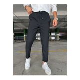 hello7 Erkek Siyah Jogger Beli Lastikli Bağcıklı Duble Paça Likralı Rahat Kalıp Pantolon
