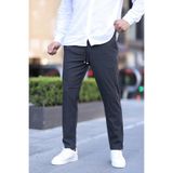 hello7 Erkek Siyah Jogger Beli Lastikli Bağcıklı Esnek Duble Paça Pantolon
