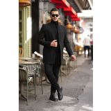 hello7 Erkek Siyah Kaşe Kaban Slımfit Yeni Sezon