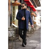 Hello7 Erkek Siyah Regular Fit Kaşe Kaban Yeni Sezon - 01L-Lacivert