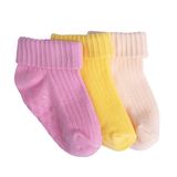 HelloBaby 3lü Kıvrık Çorap Kız Bebek - Pembe