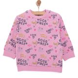 Hellobaby Basic Az Şardonlu Aslan Desenli Sweatshirt Kız Bebek - 1 Yaş - Pembe