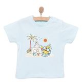 Hellobaby Basic Erkek Ananas ve Kumsal Baskılı T-Shirt Erkek Bebek - Açık Mavi - 1,5 Yaş