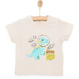HelloBaby Basic Erkek Astro Dinozor Baskılı T-Shirt Erkek Bebek - Bej - 1 Yaş