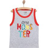 Hellobaby Basic Erkek Canavar Baskılı Atlet Tshirt Erkek Bebek - Gri Melanj - 3 Yaş