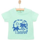 HelloBaby Basic Erkek Deniz ve Palmiye Baskılı T-Shirt Erkek Bebek - Açık Yeşil - 2 Yaş