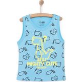 Hellobaby Basic Erkek Dinozor Desenli Atlet Tshirt Erkek Bebek - Açık Mavi - 1 Yaş