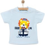 HelloBaby Basic Erkek Gemici Aslan Baskılı T-Shirt Erkek Bebek - Açık Mavi - 9 Ay