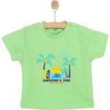 HelloBaby Basic Erkek Güneş ve Palmiye Baskılı T-Shirt Erkek Bebek - Yeşil - 2 Yaş