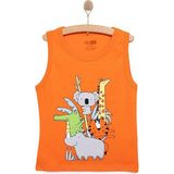 Hellobaby Basic Erkek Hayvan Baskılı Atlet Tshirt Erkek Bebek - Turuncu - 9 Ay