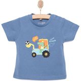 Hellobaby Basic Erkek Kepçe Arabası Baskılı T-Shirt Erkek Bebek - Mavi - 9 Ay