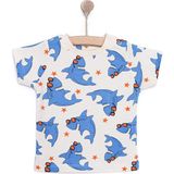Hellobaby Basic Erkek Köpek Balığı Baskılı T-Shirt Erkek Bebek - 9 Ay - Ekru