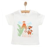 HelloBaby Basic Erkek Küçük Maceracılar Baskılı T-Shirt Erkek Bebek - Ekru - 1 Yaş