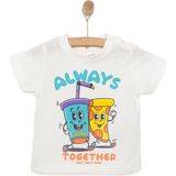 HelloBaby Basic Erkek Pizza Baskılı T-Shirt Erkek Bebek - Ekru - 1,5 Yaş