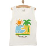 Hellobaby Basic Erkek Plaj Baskılı Atlet Tshirt Erkek Bebek - Ekru - 9 Ay
