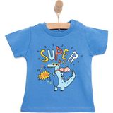 Hellobaby Basic Erkek Süper Dinozor Baskılı T-Shirt Erkek Bebek - Mavi - 9 Ay