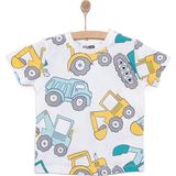 HelloBaby Basic Erkek Traktör Baskılı T-Shirt Erkek Bebek - Beyaz - 9 Ay