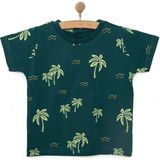 Hellobaby Basic Erkek Yaprak Baskılı T-Shirt Erkek Bebek - Koyu Yeşil - 9 Ay
