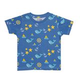 HelloBaby Basic Erkek Yaz Baskılı T-Shirt Bebek - Mavi