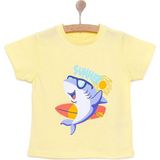 HelloBaby Basic Erkek Yaz Köpek Balığı Baskılı T-Shirt Erkek Bebek - Sarı - 6 Ay