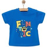 HelloBaby Basic Erkek Yazı Baskılı T-Shirt Erkek Bebek - Mavi - 9 Ay