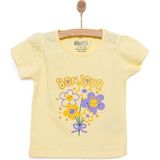 HelloBaby Basic Kız Çiçek Baskılı T-Shirt Kız Bebek - Açık Sarı - 1 Yaş