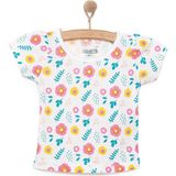 HelloBaby Basic Kız Çiçek Desenli T-Shirt Kız Bebek - Ekru - 2 Yaş