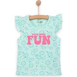 Hellobaby Basic Kız Çiçek ve Gülen Yüz Desenli Atlet T-Shirt Kız Bebek - Mint - 2 Yaş