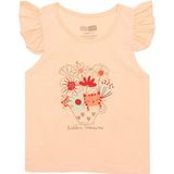 Hellobaby Basic Kız Çiçek ve Kedi Baskılı Atlet T-Shirt Kız Bebek - Somon - 2 Yaş