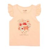 HelloBaby Basic Kız Çiçek ve Kedi Baskılı Atlet T-shirt Kız Bebek