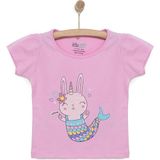 Hellobaby Basic Kız Deniz Kızı Unicorn Baskılı T-Shirt Kız Bebek - Pembe - 6 Ay
