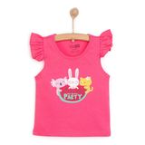 HelloBaby Basic Kız Hayvan Baskılı Atlet T-shirt Bebek - Pembe