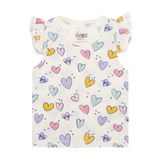 HelloBaby Basic Kız Kalp Desenli Atlet T-shirt Bebek - Ekru