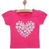 Hellobaby Basic Kız Kalp Papatya Baskılı T-Shirt Kız Bebek - Pembe - 1 Yaş