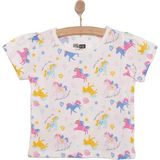 HelloBaby Basic Kız Kalpli Unicorn Desenli T-Shirt Kız Bebek - Ekru - 2 Yaş