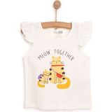 HelloBaby Basic Kız Kedi Baskılı Atlet T-Shirt Kız Bebek - Ekru - 9 Ay