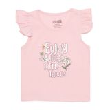 HelloBaby Basic Kız Kelebek ve Papatya Baskılı Atlet T-shirt Bebek - Pembe