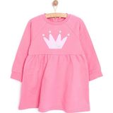 HelloBaby Basic Kız Örme Önü Fırfırlı Elbise Kız Bebek - 1,5 Yaş - Pembe