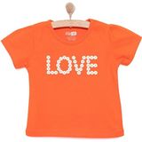 HelloBaby Basic Kız Papatya Yazı Baskılı T-Shirt Kız Bebek - Mercan - 6 Ay