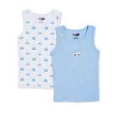HelloBaby Erkek Bebek 2li Atlet Araba Baskılı Bisiklet Yaka Sleeveless - Açık Mavi