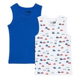 HelloBaby Erkek Bebek 2li Atlet Araba Baskılı Bisiklet Yaka Sleeveless - Lacivert