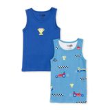 HelloBaby Erkek Bebek 2li Atlet Araba Baskılı Bisiklet Yaka Sleeveless - Mavi