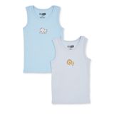 HelloBaby Erkek Bebek 2li Atlet Dinozor Baskılı Bisiklet Yaka Sleeveless - Mavi