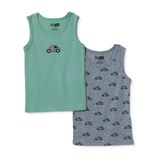 HelloBaby Erkek Bebek 2li Atlet Dinozor Baskılı Bisiklet Yaka - Yeşil