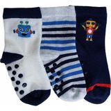 Hellobaby Erkek Bebek 3lü Kaydırmaz Çorap Çizgili - 2 - 2,5 Yaş - Lacivert