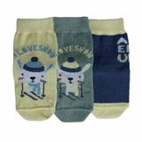 HelloBaby Erkek Bebek 3lü Kaydırmaz Çorap Kamp Baskılı - Mavi