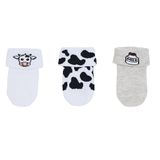 HelloBaby Erkek Bebek 3lü Kıvrık Çorap Hayvan Baskılı - Gri
